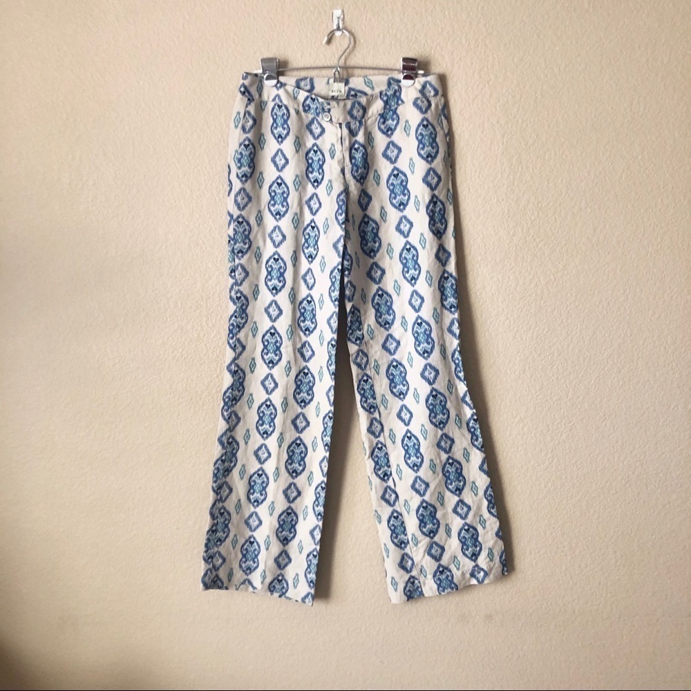 Ecru ikat rice pant linen blend size 2